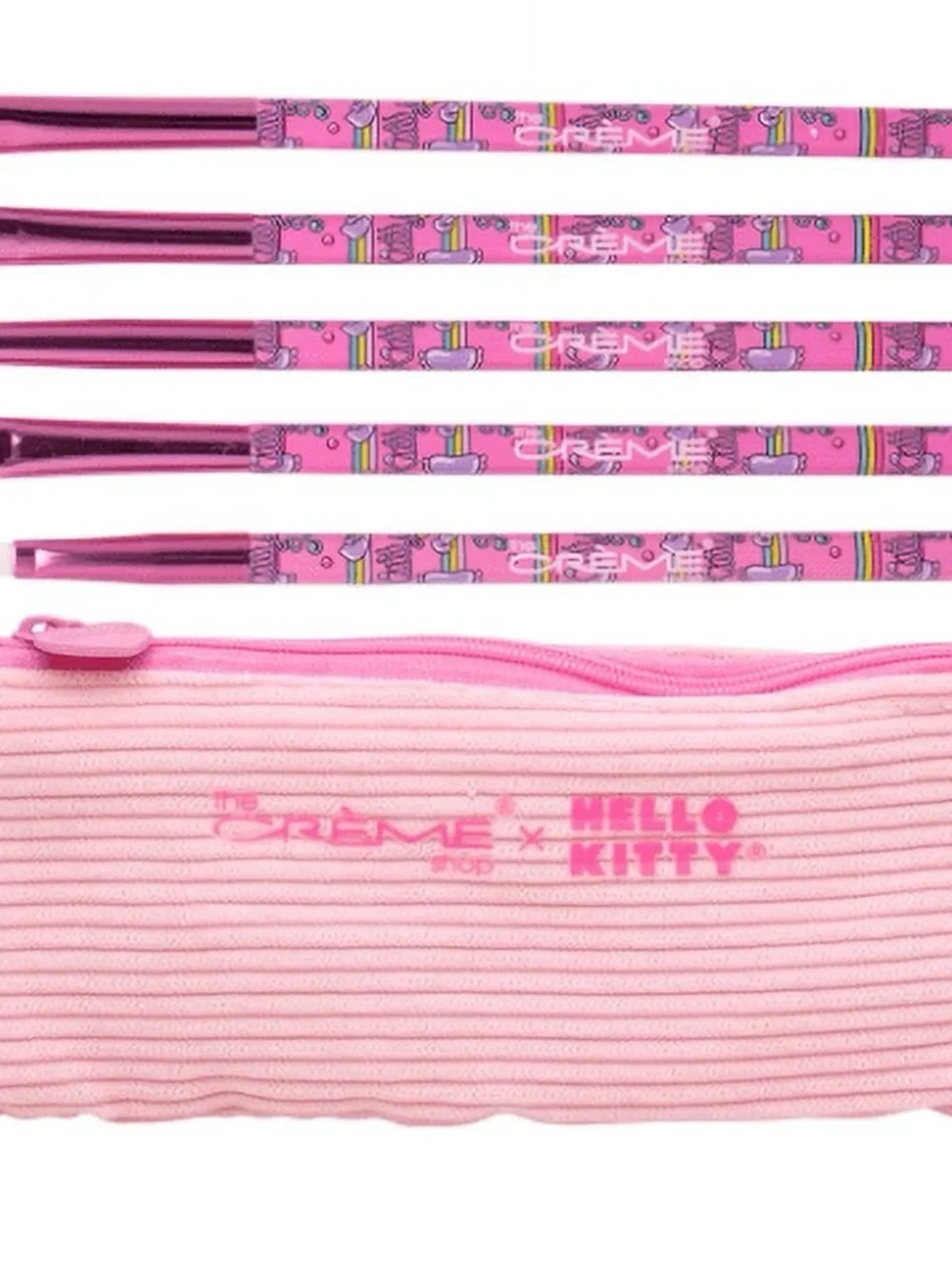 The Crème Shop x HELLO KITTY SOFT ESSENTIALS EYESHADOW BRUSH SET OF 5 w/ TRAVEL